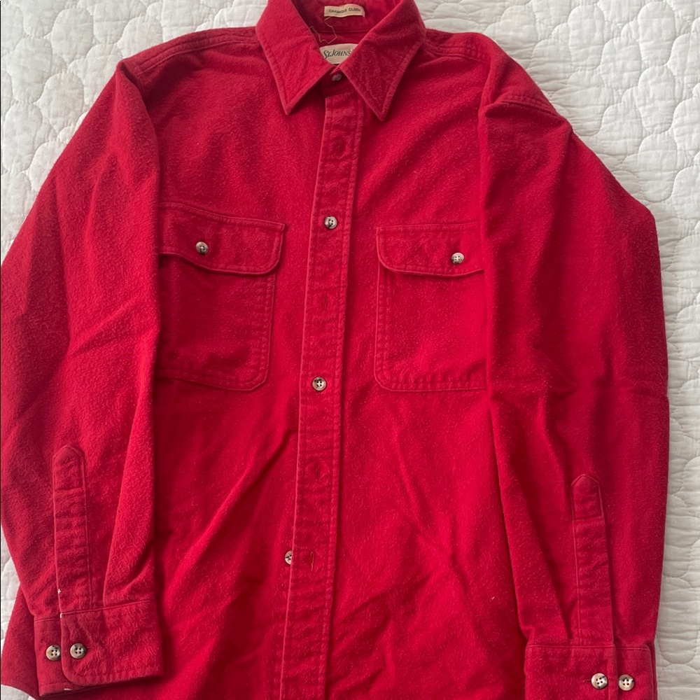 St. John's Bay Vibrant Red Chamois Cloth Shirt